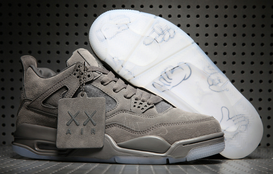 KAWS x Air Jordan 4 Cool Grey Glow in the Dark Sole Shoes - Click Image to Close